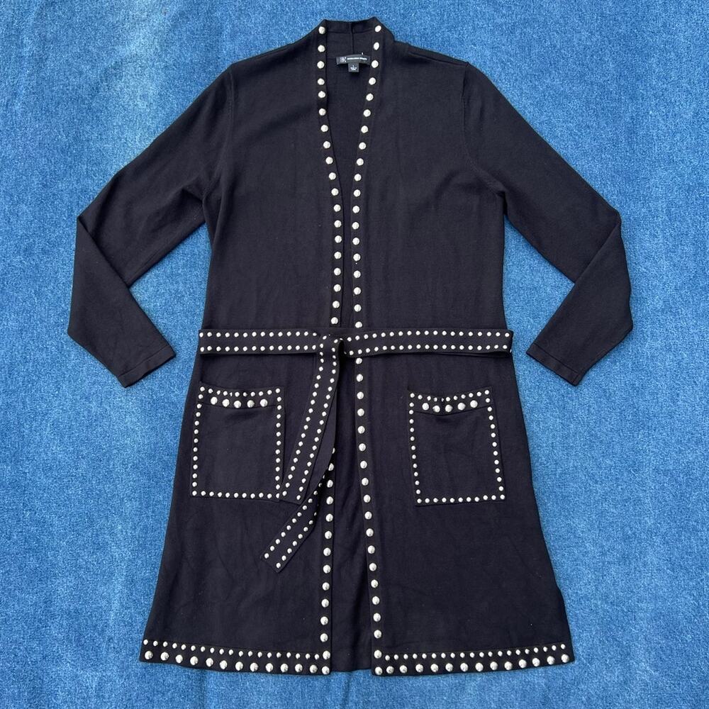 2010s INC International Concepts studded duster long cardigan sweater + belt